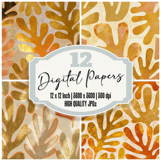 Infrared Matisse Cutouts Wheat Gold Digital Paper Pack (DDD014454)