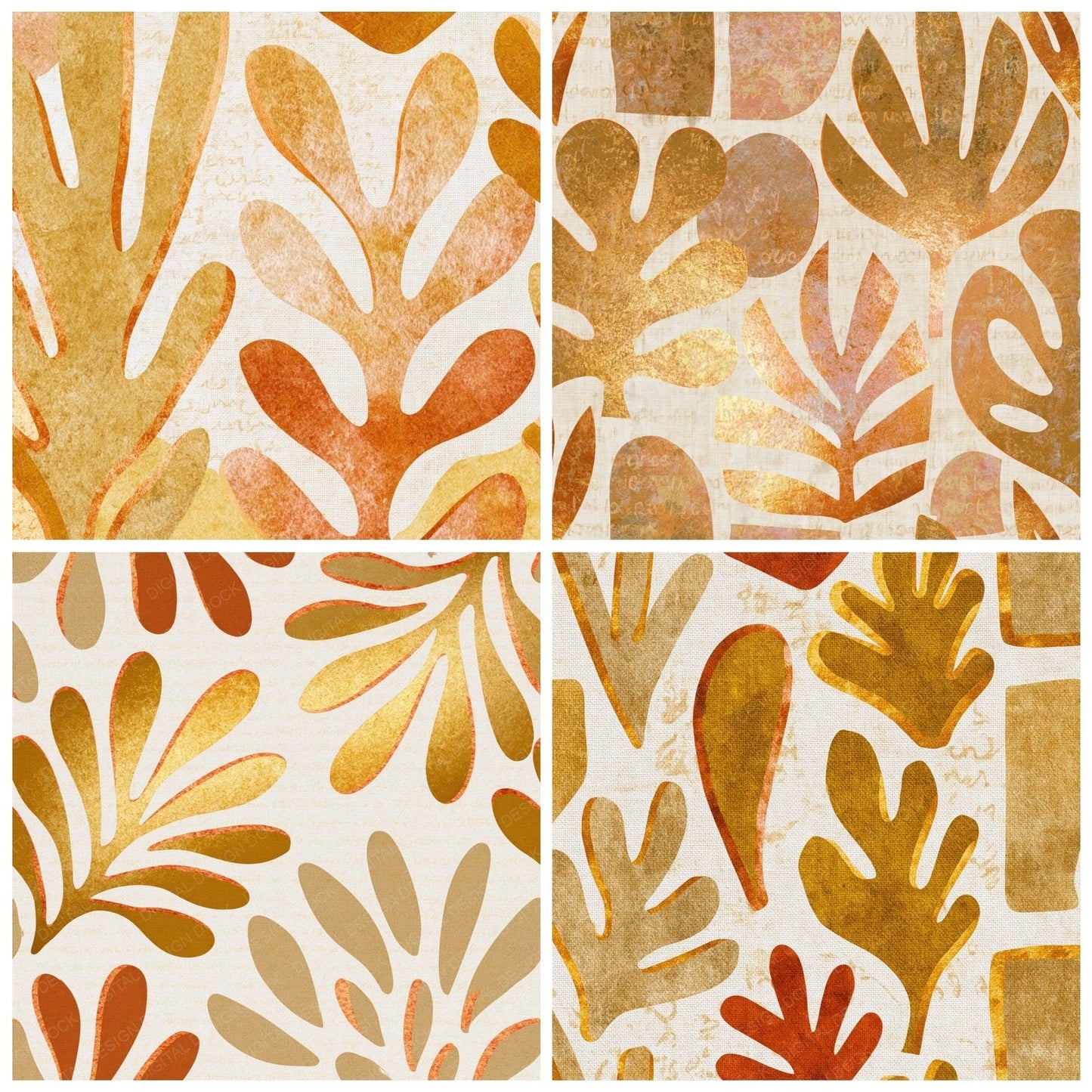 Infrared Matisse Cutouts Wheat Gold Digital Paper Pack (DDD014454)