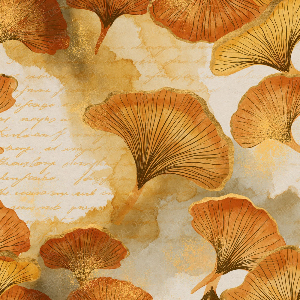 Ink Wash Glowing Fungi Caramel Digital Paper Pack (DDD014455)