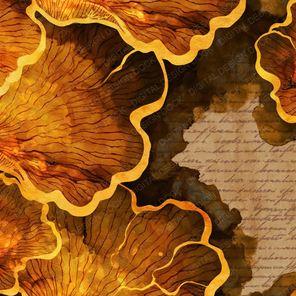 Ink Wash Glowing Fungi Caramel Digital Paper Pack (DDD014455)