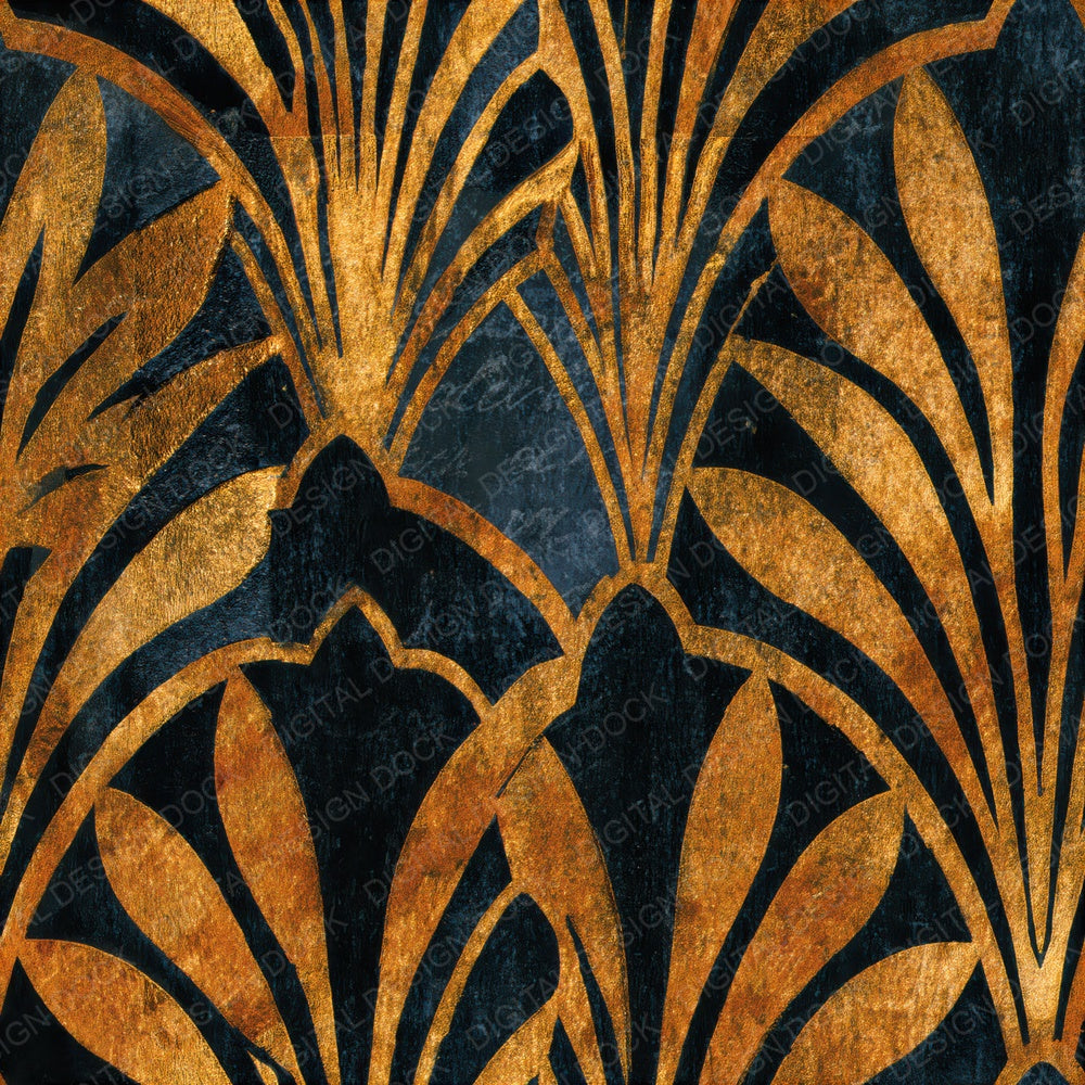 Letterpress Art Deco Textile Gold Seamless Digital Paper Pack (DDD014456)