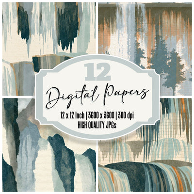 Letterpress Waterfalls Driftwood Seamless Digital Paper Pack (DDD014457)