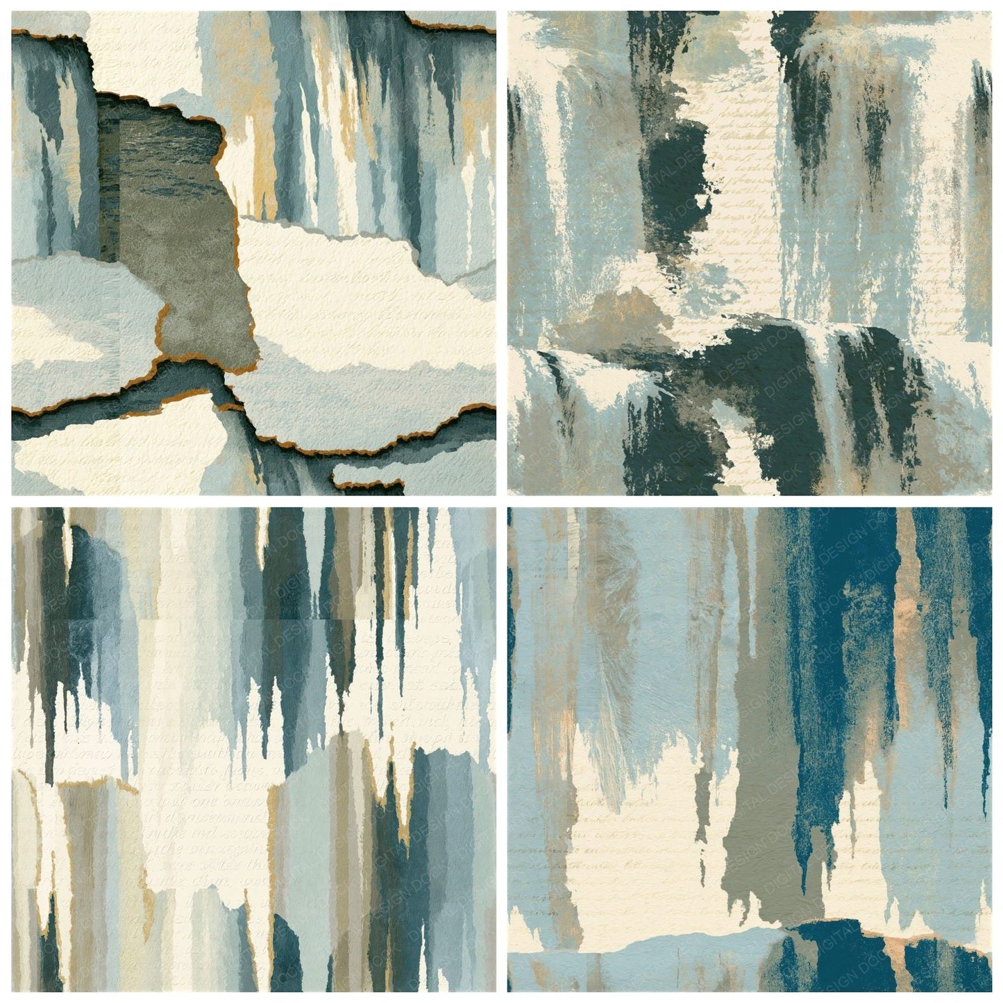 Letterpress Waterfalls Driftwood Seamless Digital Paper Pack (DDD014457)