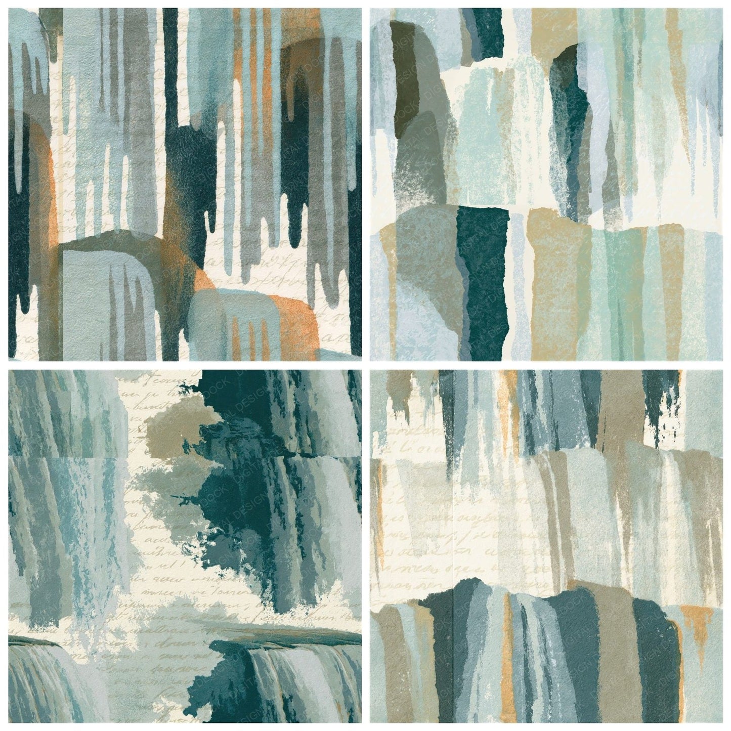 Letterpress Waterfalls Driftwood Seamless Digital Paper Pack (DDD014457)