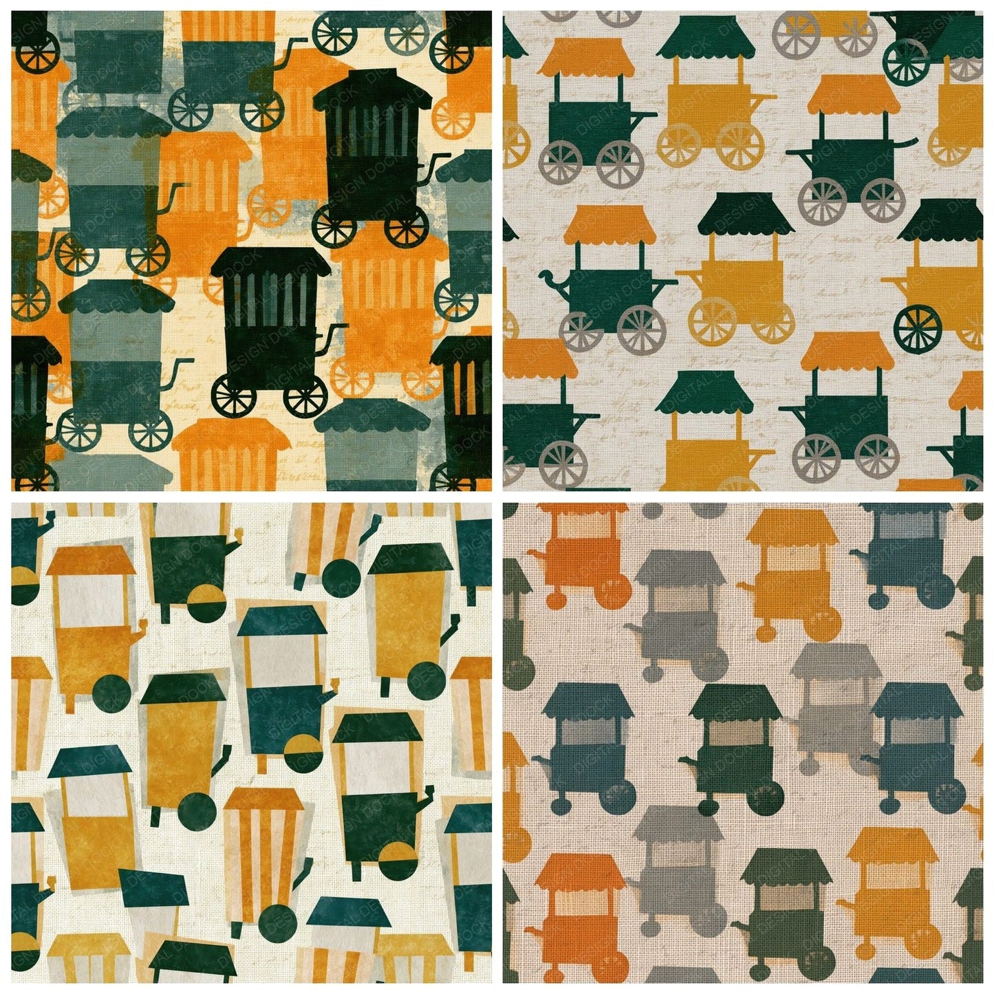 Papercut Popcorn Cart Amber Forest Green Digital Paper Pack (DDD014459)