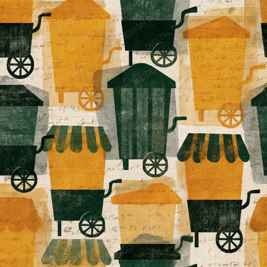 Papercut Popcorn Cart Amber Forest Green Digital Paper Pack (DDD014459)
