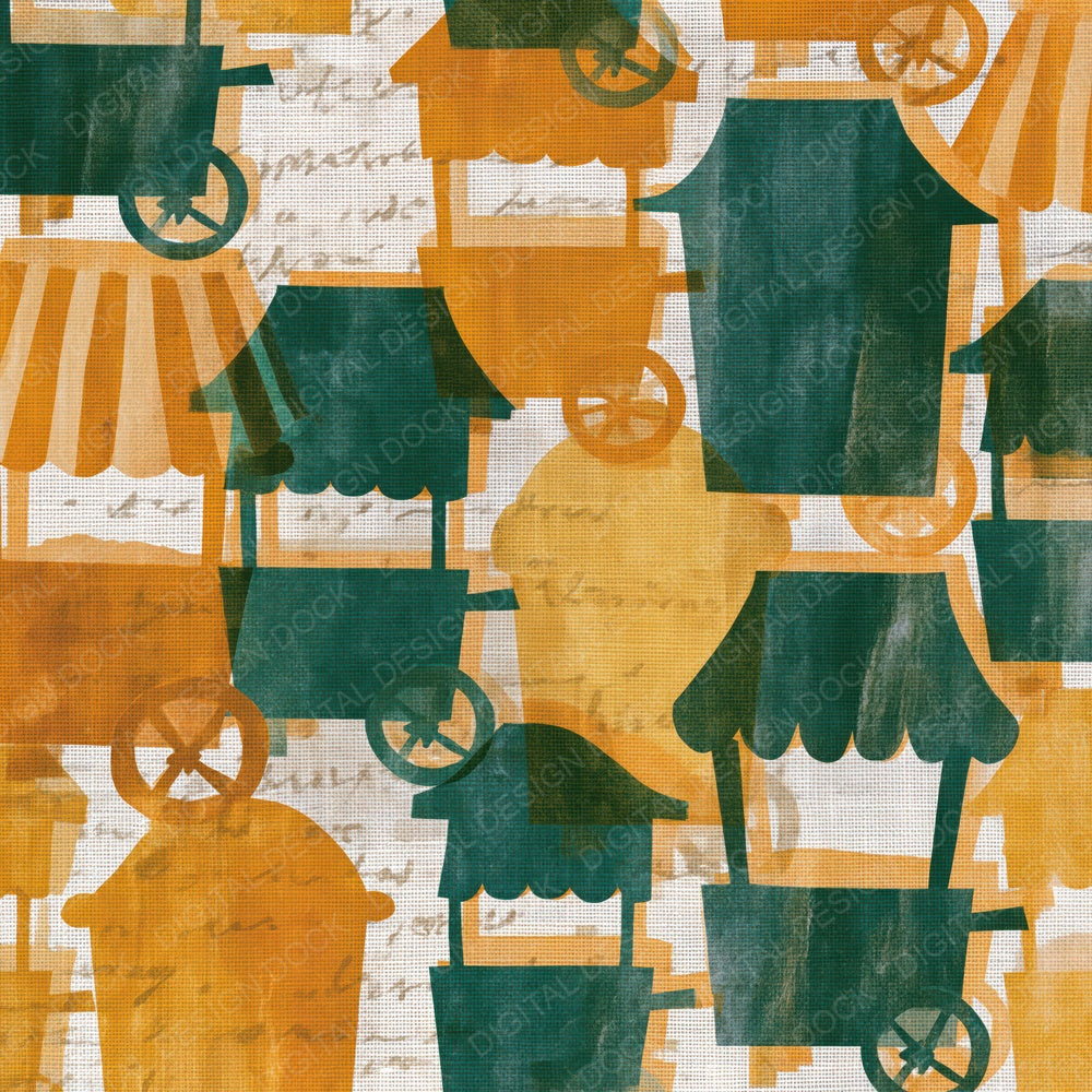 Papercut Popcorn Cart Amber Forest Green Digital Paper Pack (DDD014459)