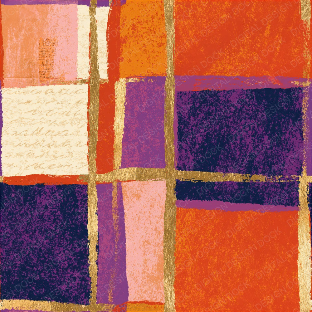 Pop Art Tangerine Lavender Abstract Seamless Digital Paper Pack (DDD014460)