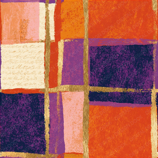 Pop Art Tangerine Lavender Abstract Seamless Digital Paper Pack (DDD014460)