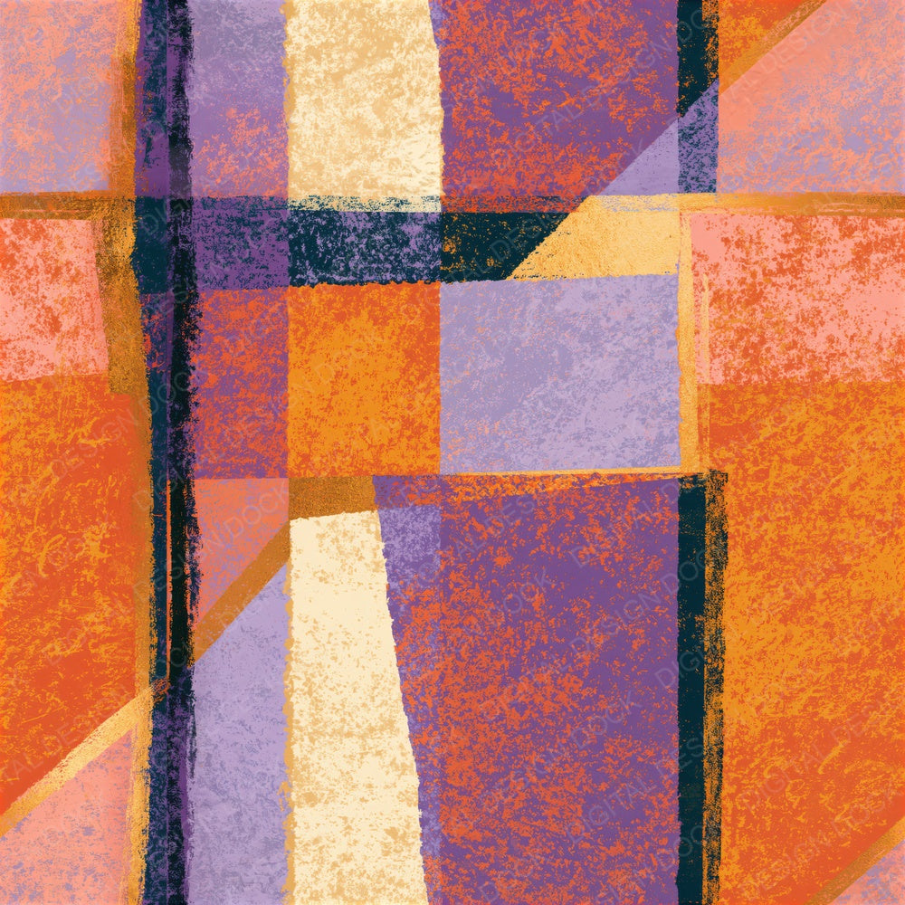 Pop Art Tangerine Lavender Abstract Seamless Digital Paper Pack (DDD014460)