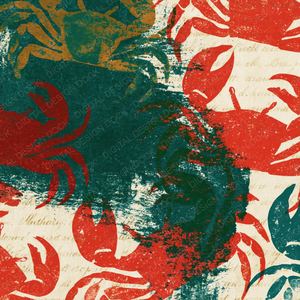 Risograph Fiddler Crabs Emerald Ruby Digital Paper Pack (DDD014461)