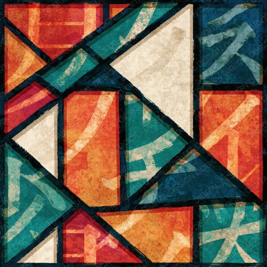 Stained Glass Papaya Jade Abstract Digital Paper Pack (DDD014463)
