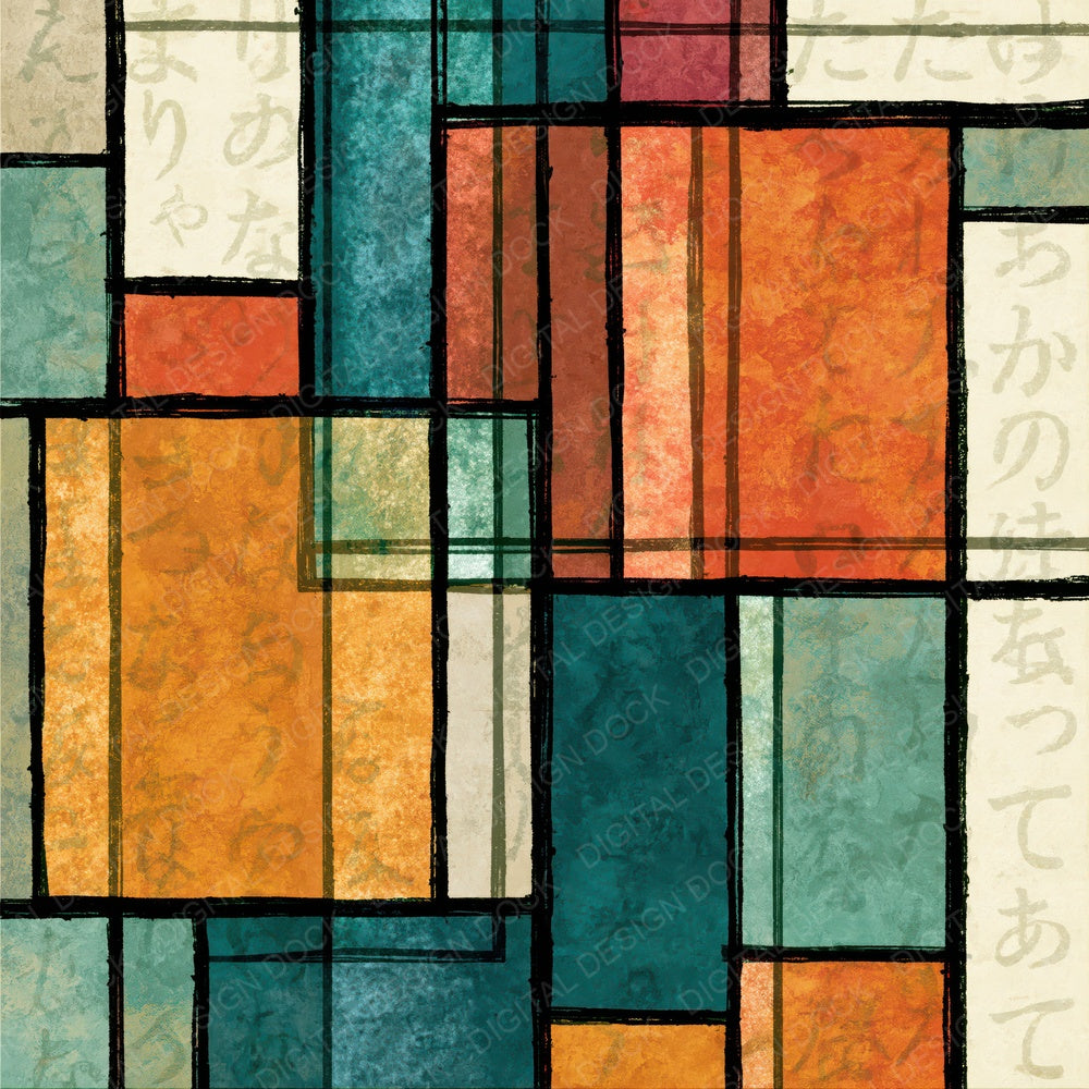 Stained Glass Papaya Jade Abstract Digital Paper Pack (DDD014463)