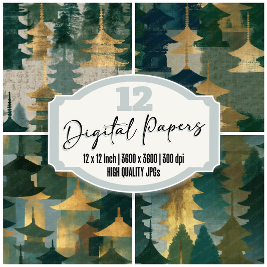 X-ray Pagoda Fern Soil Seamless Digital Paper Pack (DDD014464)