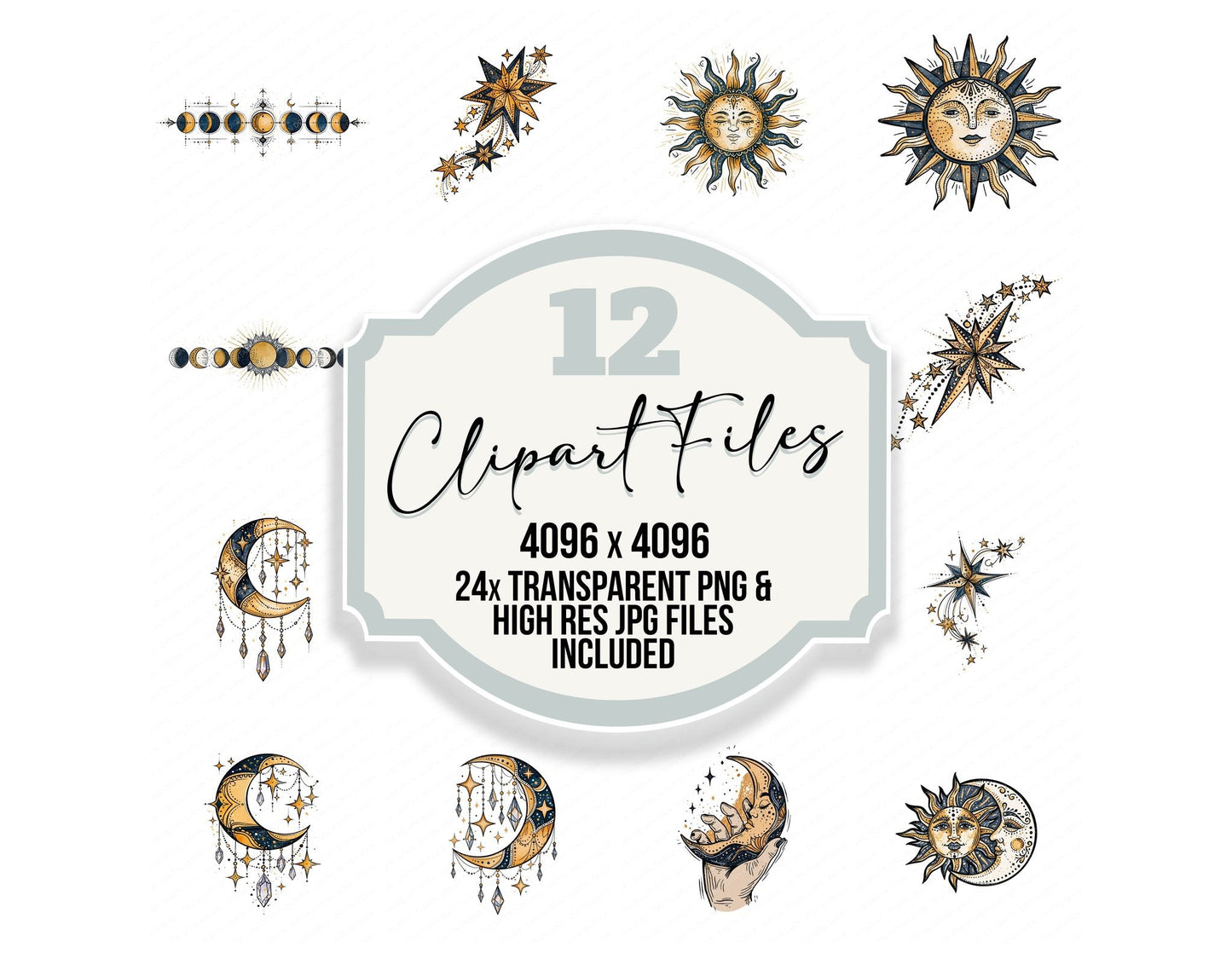 Boho Celestial Design Clipart Set (DDD014465)