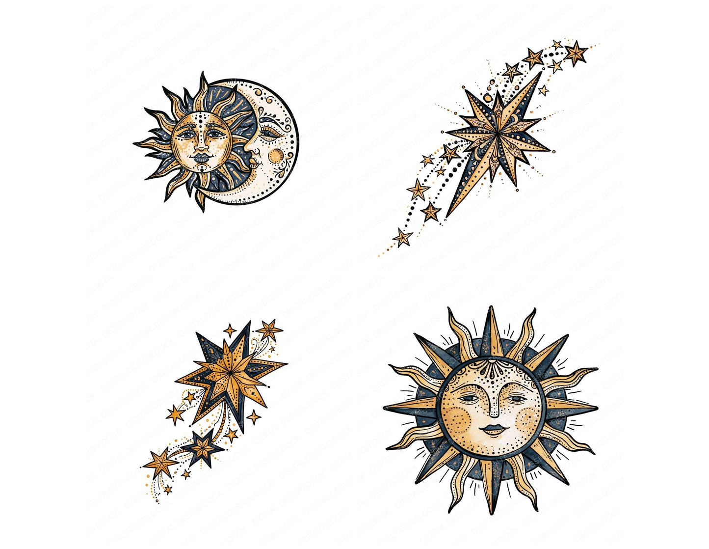 Boho Celestial Design Clipart Set (DDD014465)