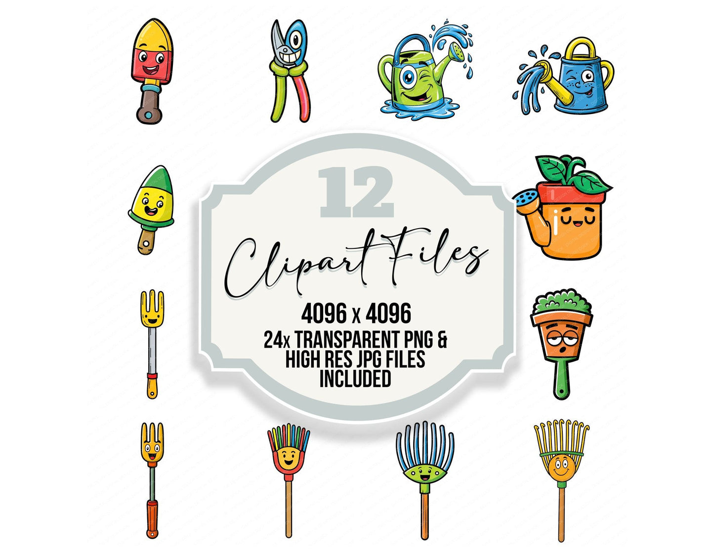 Cartoon Garden Tool Character Clipart Set (DDD014466)
