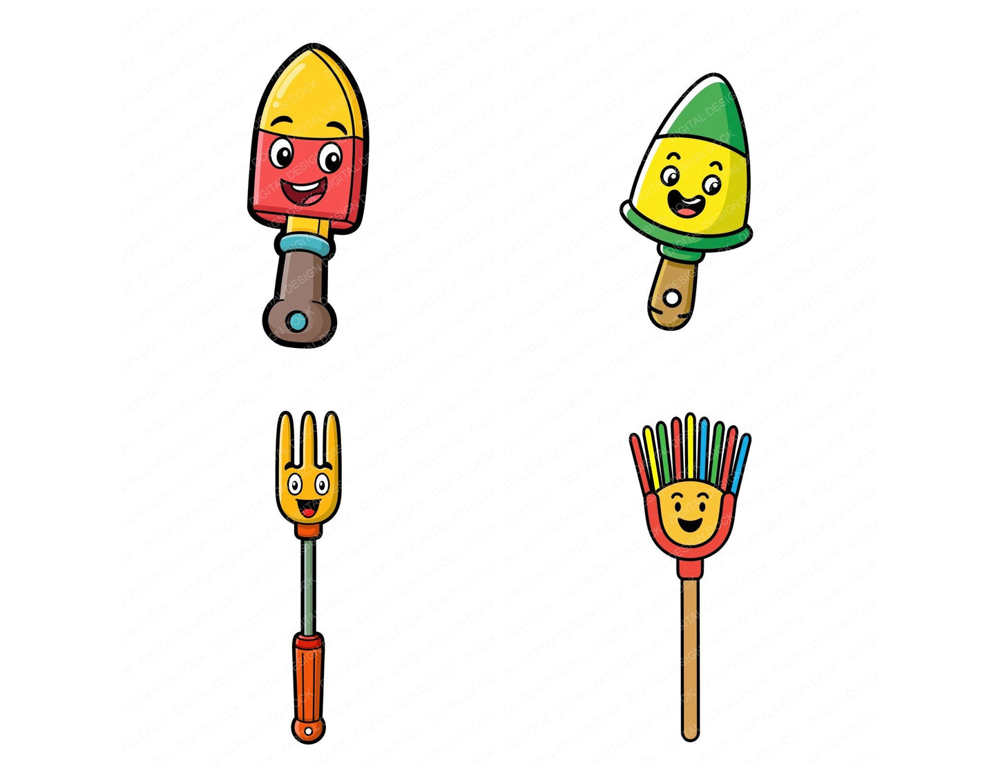 Cartoon Garden Tool Character Clipart Set (DDD014466)