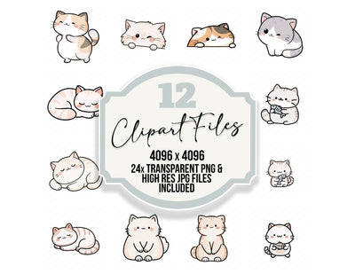 Kawaii Cat Character Clipart Set (DDD014467)