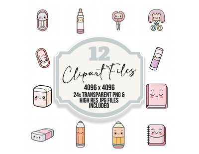 Kawaii Stationery Character Clipart Set (DDD014469)