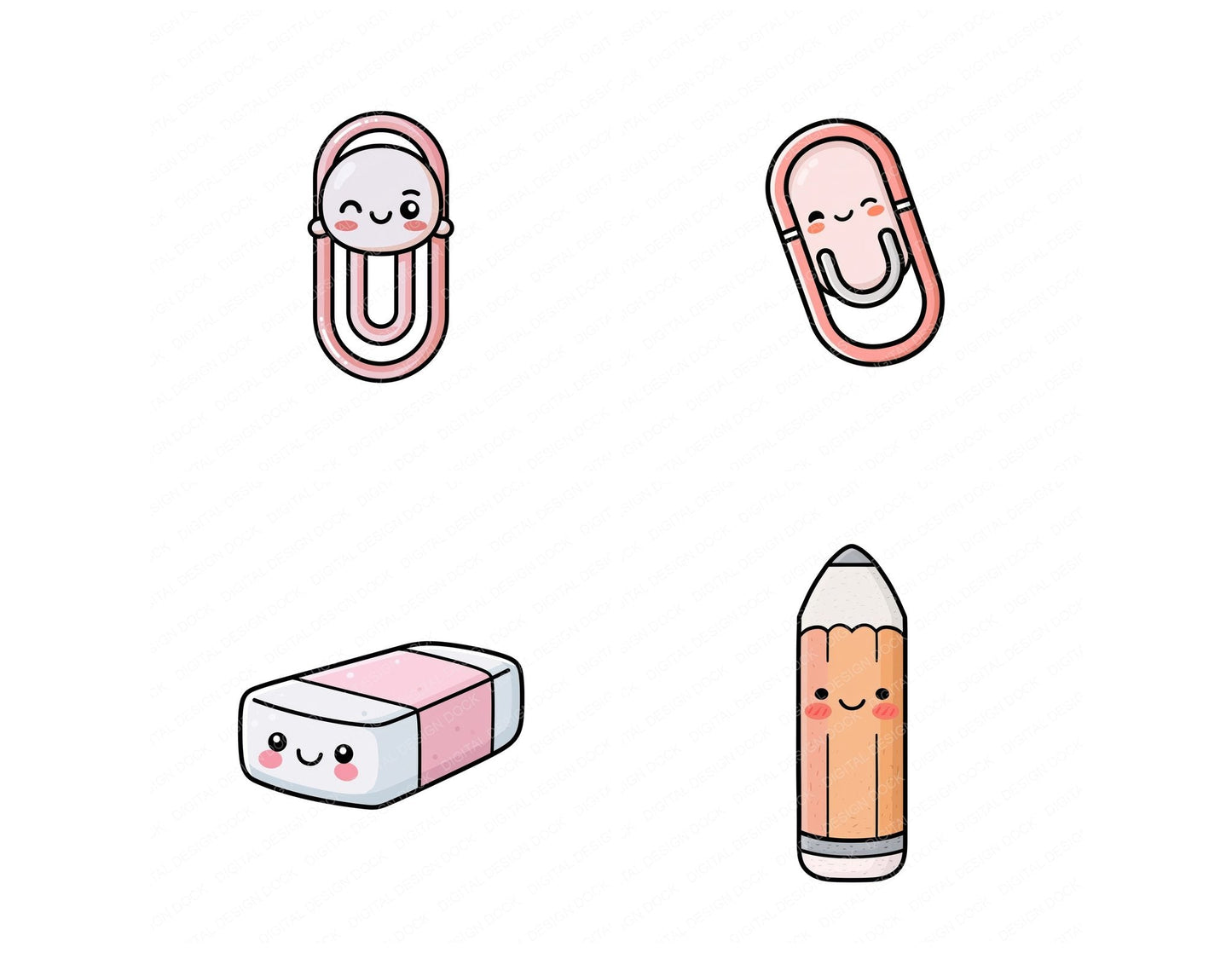 Kawaii Stationery Character Clipart Set (DDD014469)