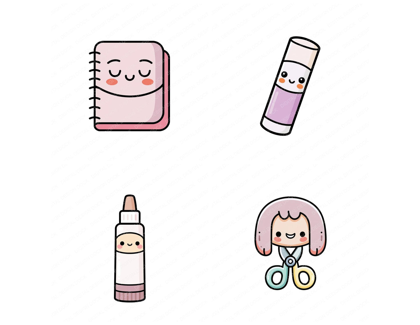 Kawaii Stationery Character Clipart Set (DDD014469)