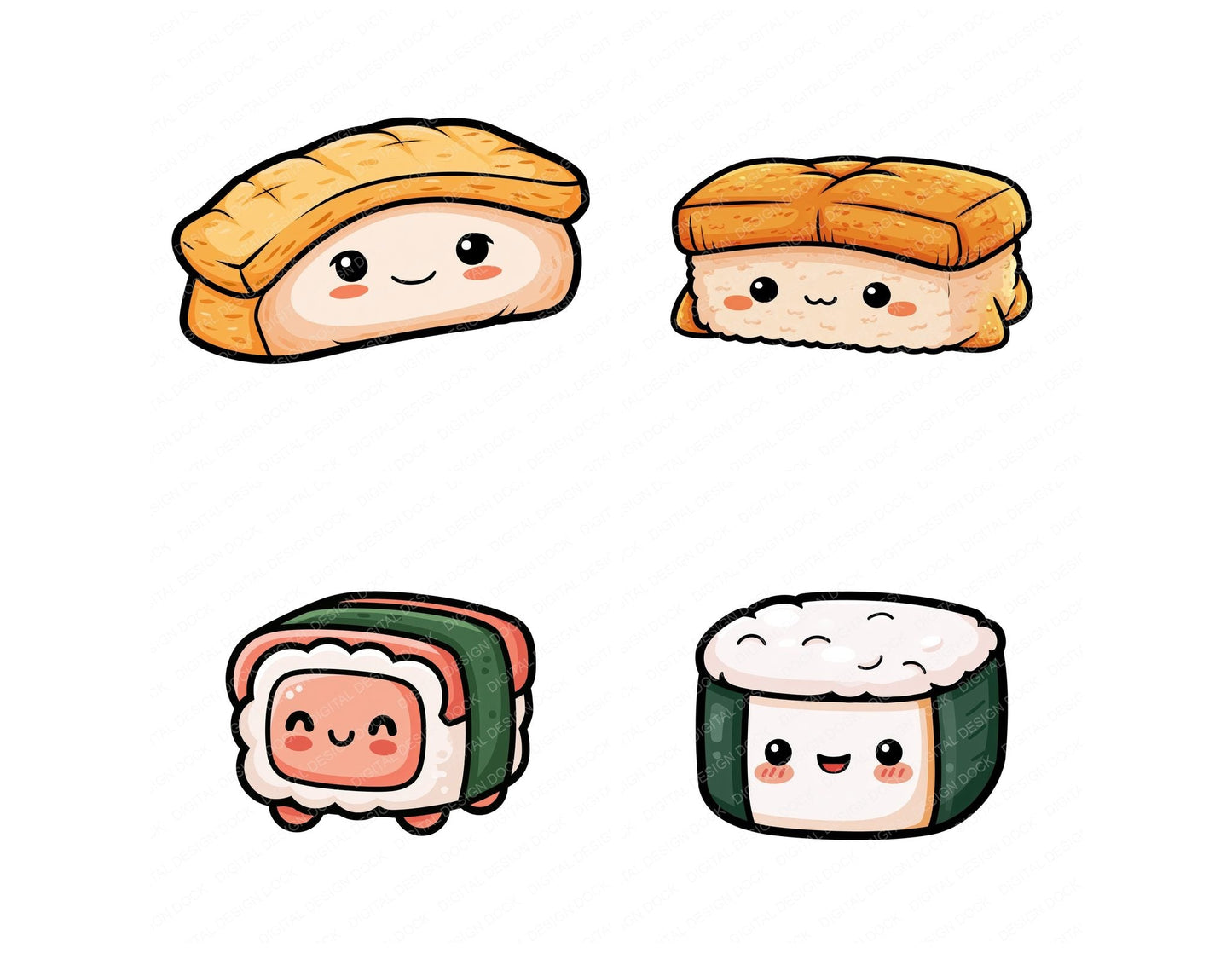 Kawaii Sushi Character Clipart Set (DDD014470)