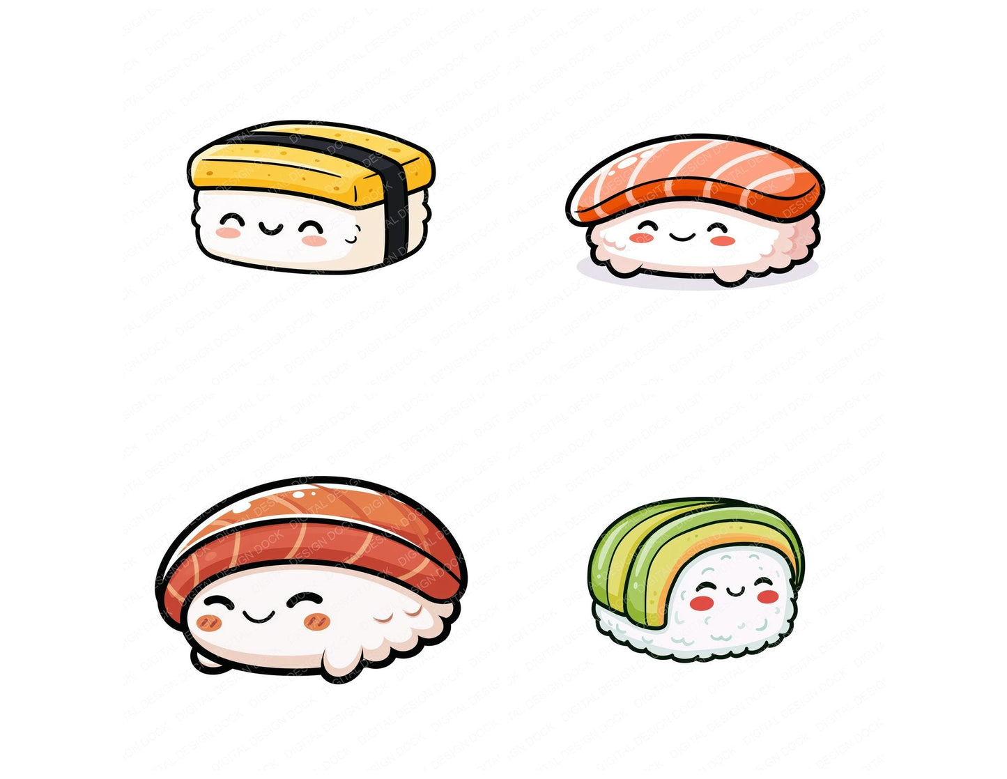 Kawaii Sushi Character Clipart Set (DDD014470)