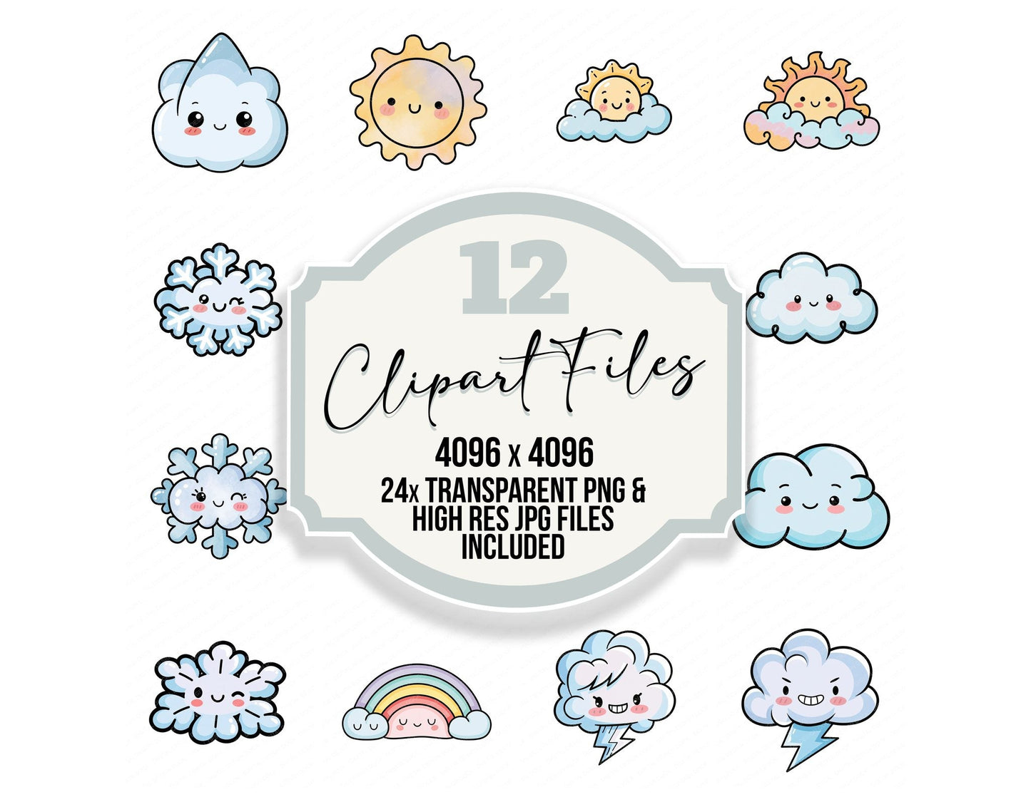 Kawaii Weather Character Clipart Set (DDD014471)