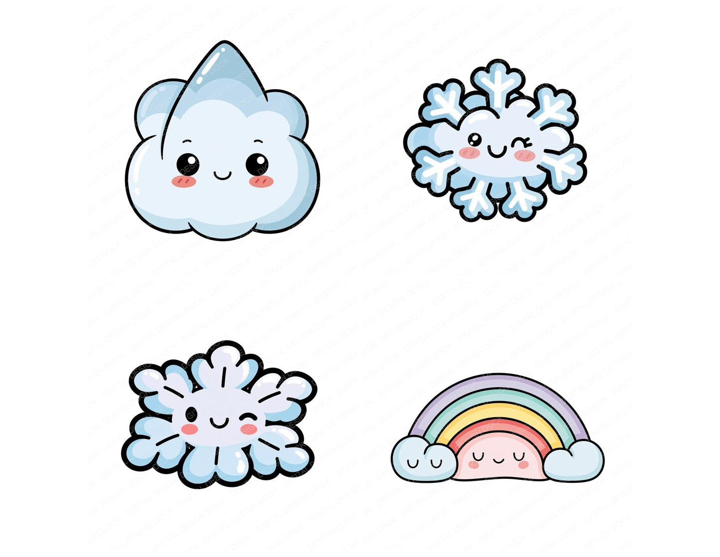 Kawaii Weather Character Clipart Set (DDD014471)