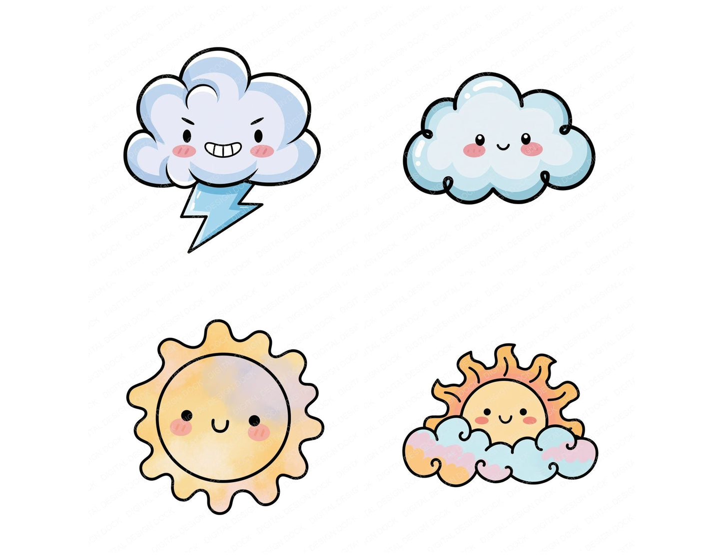 Kawaii Weather Character Clipart Set (DDD014471)