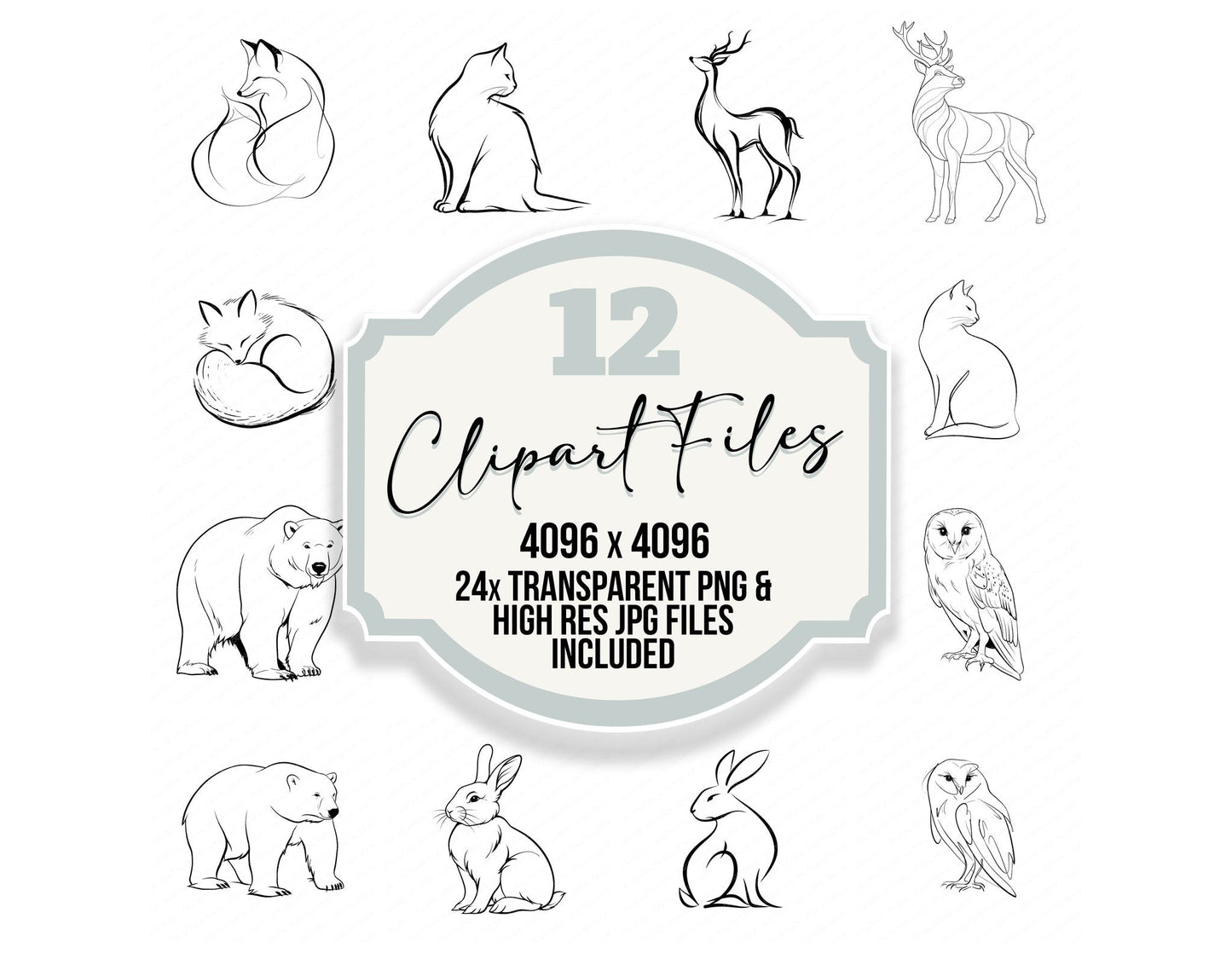 Line Art Animal Clipart Set (DDD014472)