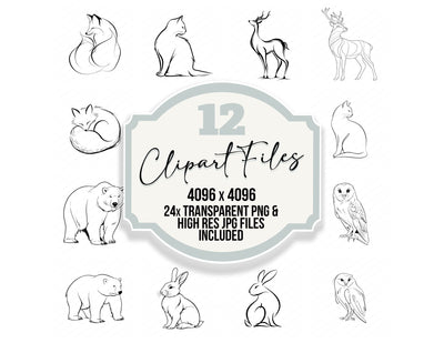 Line Art Animal Clipart Set (DDD014472)