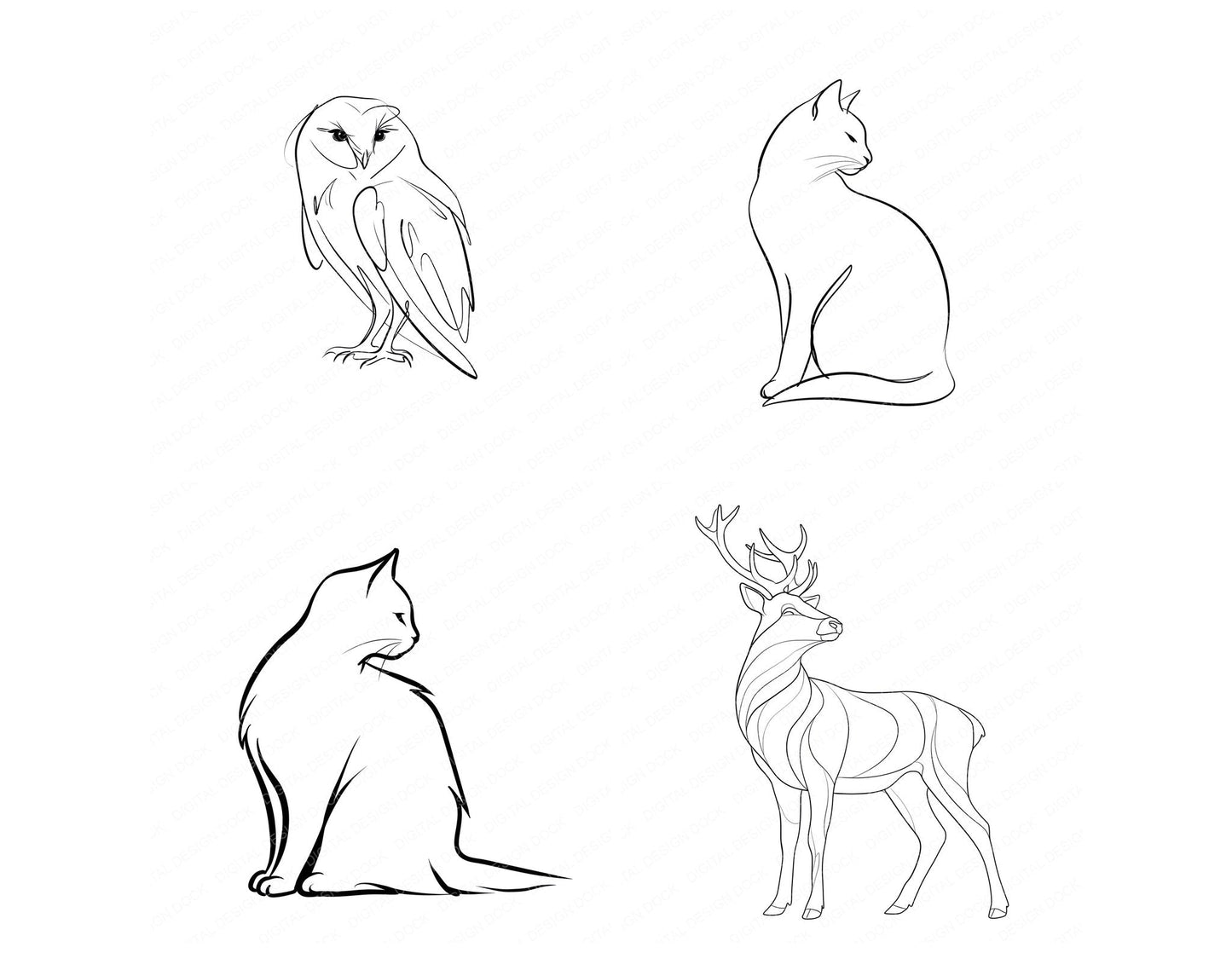 Line Art Animal Clipart Set (DDD014472)