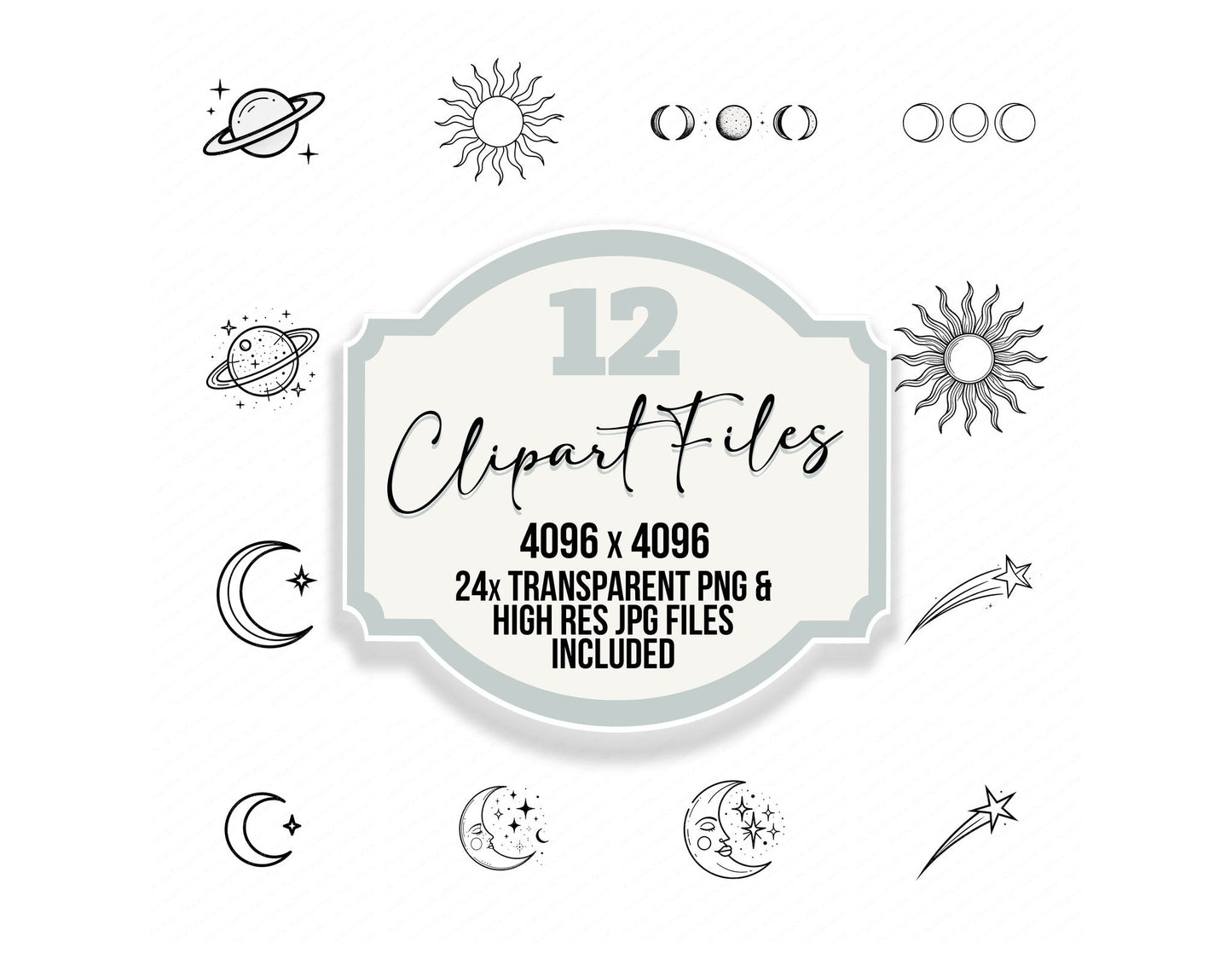 Line Art Celestial Clipart Set (DDD014473)