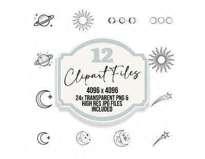 Line Art Celestial Clipart Set (DDD014473)