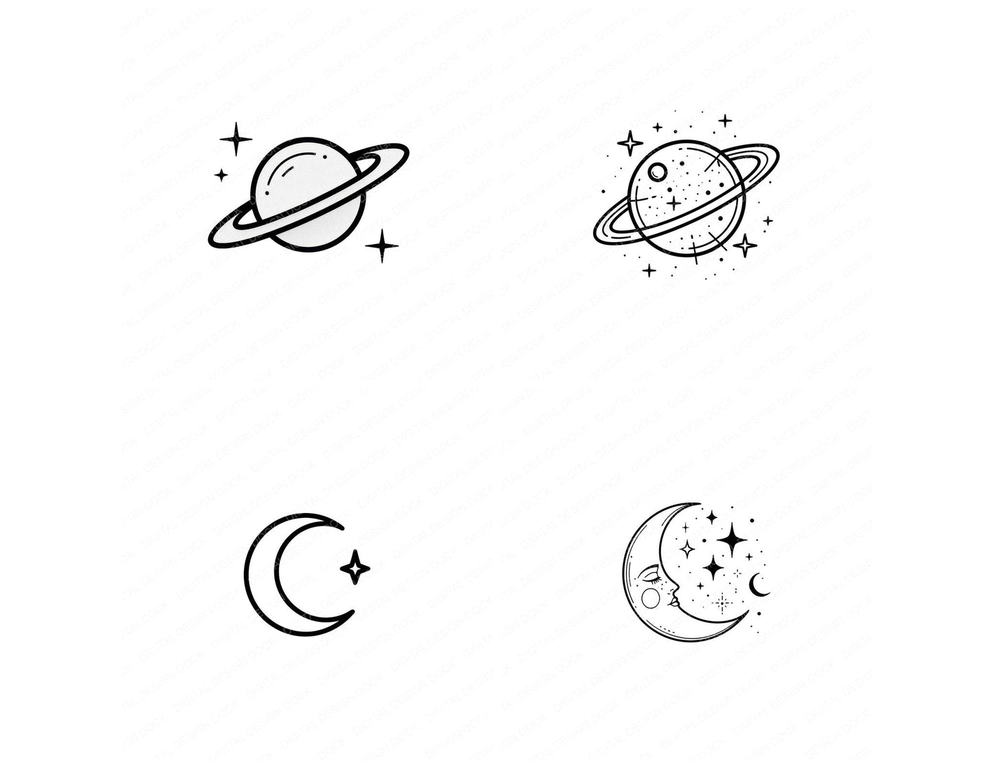 Line Art Celestial Clipart Set (DDD014473)