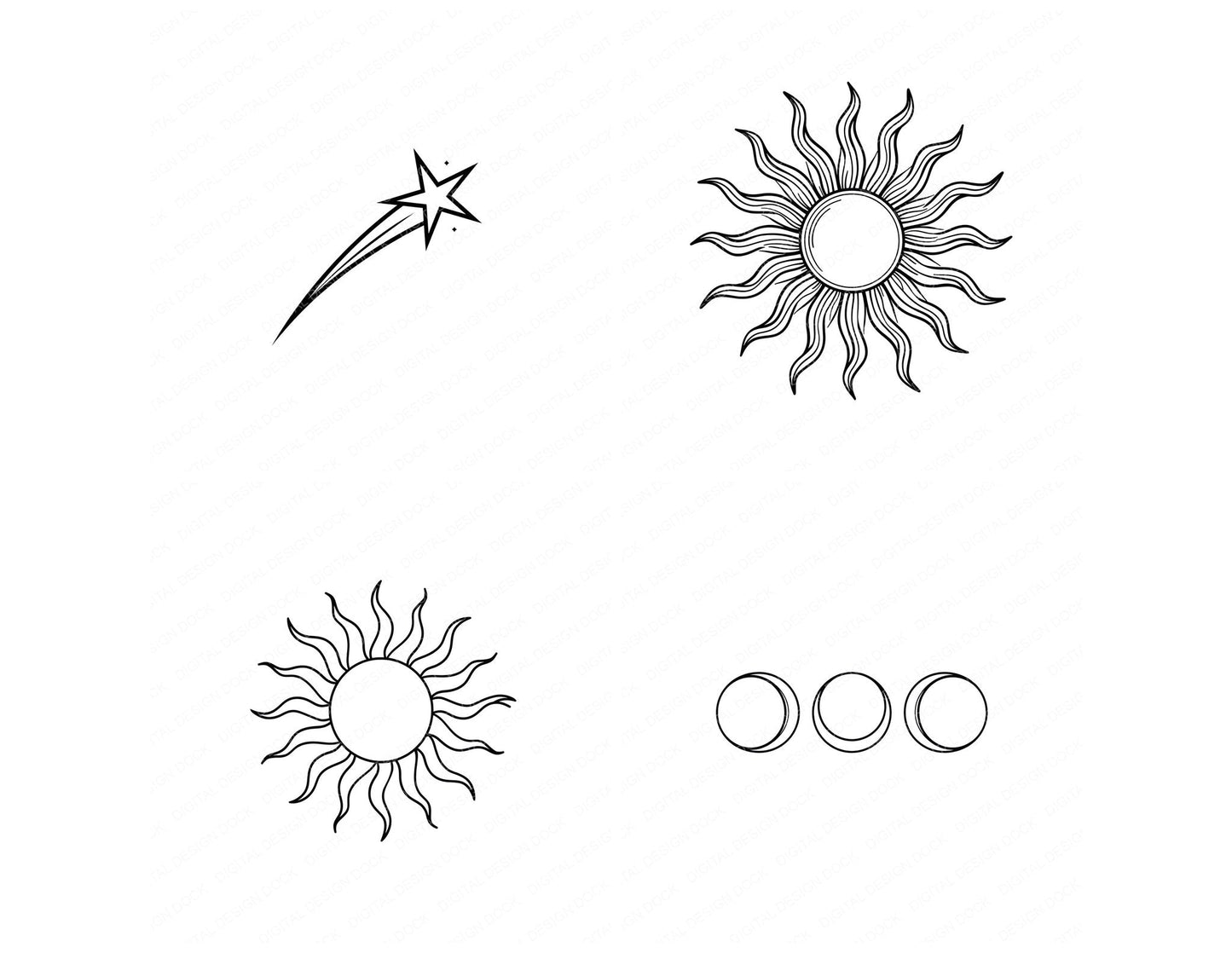 Line Art Celestial Clipart Set (DDD014473)