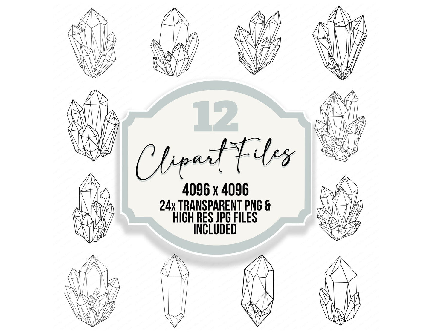 Line Art Crystal Clipart Set (DDD014475)