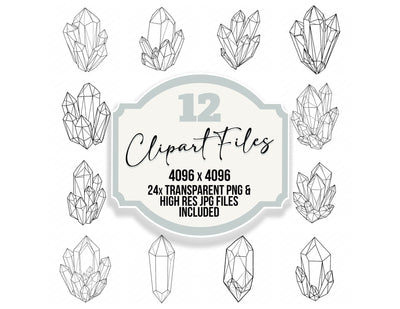 Line Art Crystal Clipart Set (DDD014475)