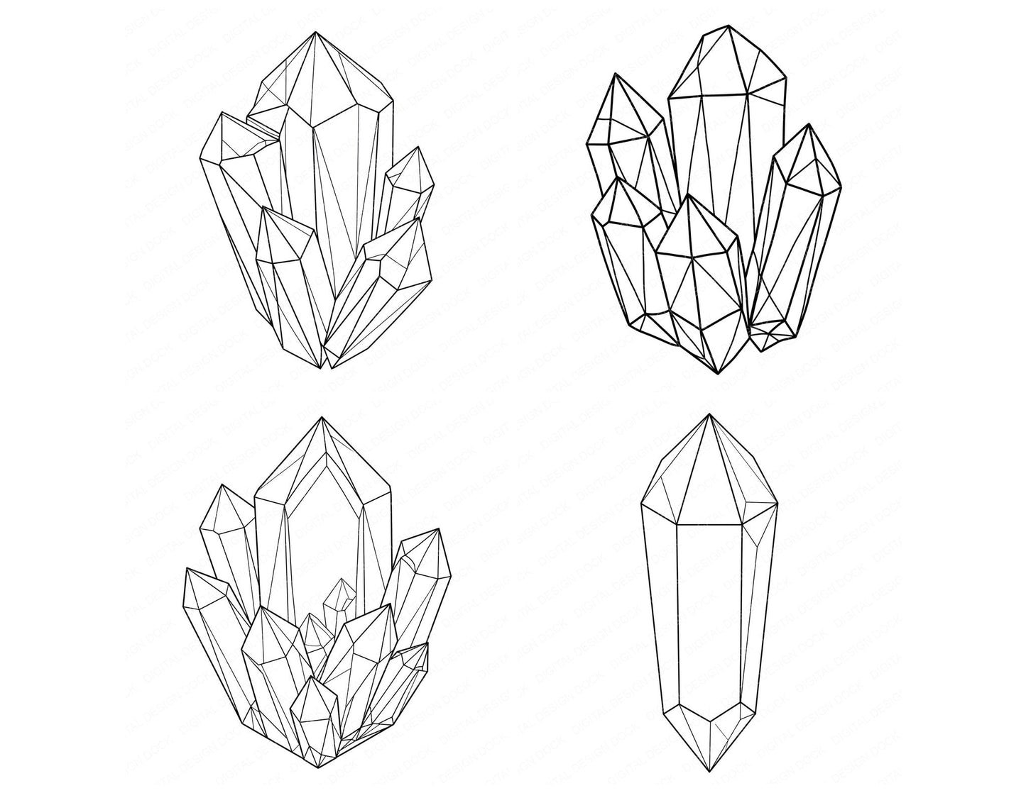 Line Art Crystal Clipart Set (DDD014475)