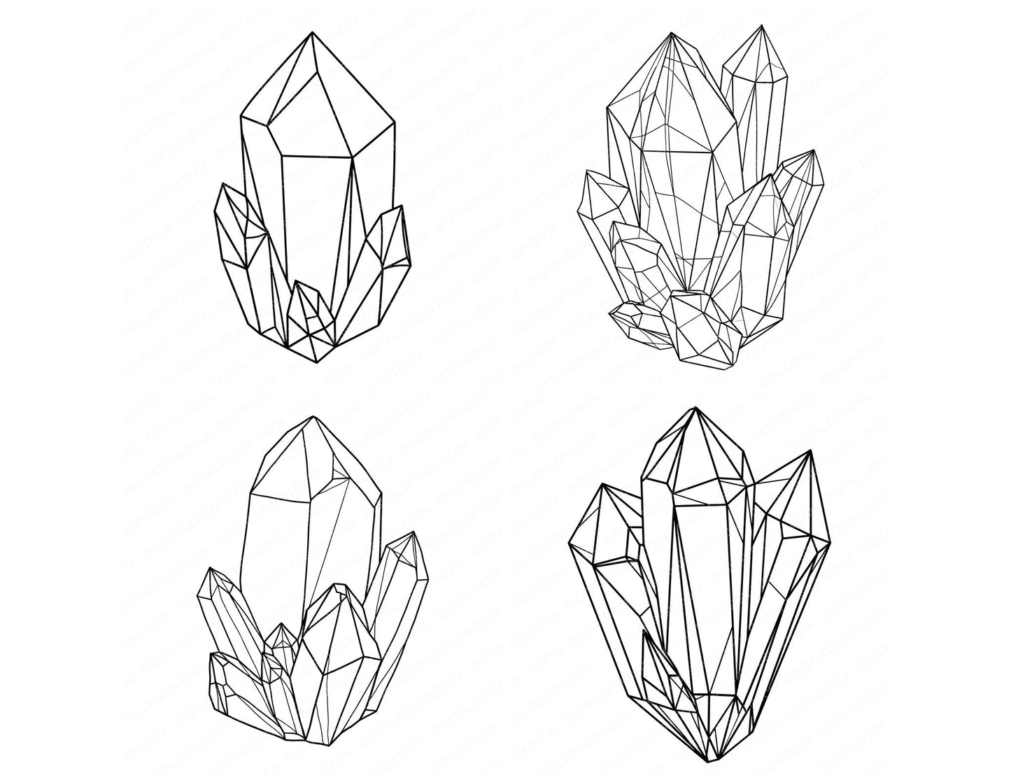 Line Art Crystal Clipart Set (DDD014475)