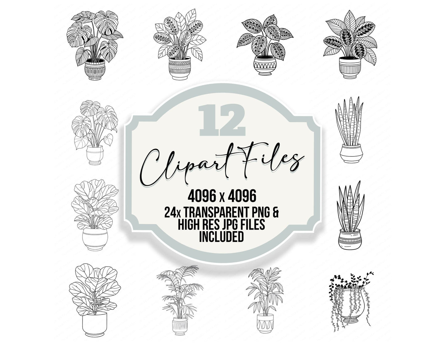 Line Art Houseplant Clipart Set (DDD014476)
