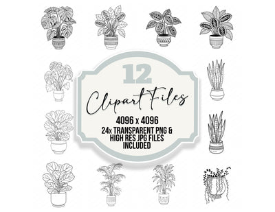 Line Art Houseplant Clipart Set (DDD014476)