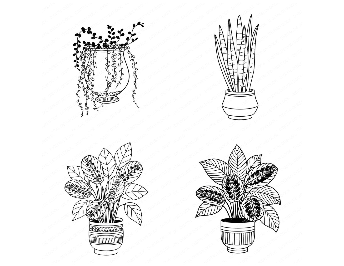 Line Art Houseplant Clipart Set (DDD014476)