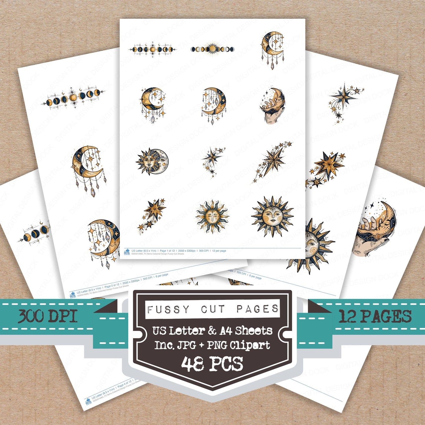 Boho Celestial Design Fussy Cut Sheets (DDD014485)