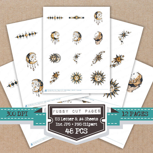 Boho Celestial Design Fussy Cut Sheets (DDD014485)