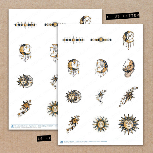 Boho Celestial Design Fussy Cut Sheets (DDD014485)