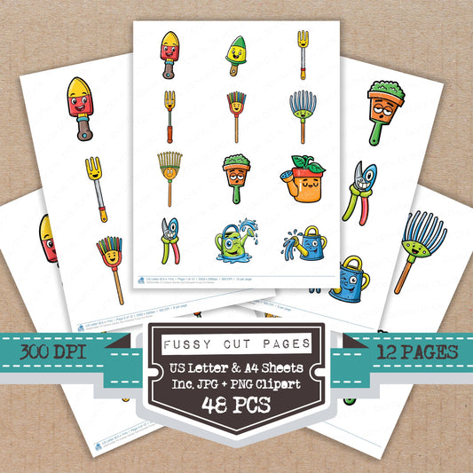 Cartoon Garden Tool Character Fussy Cut Sheets (DDD014486)
