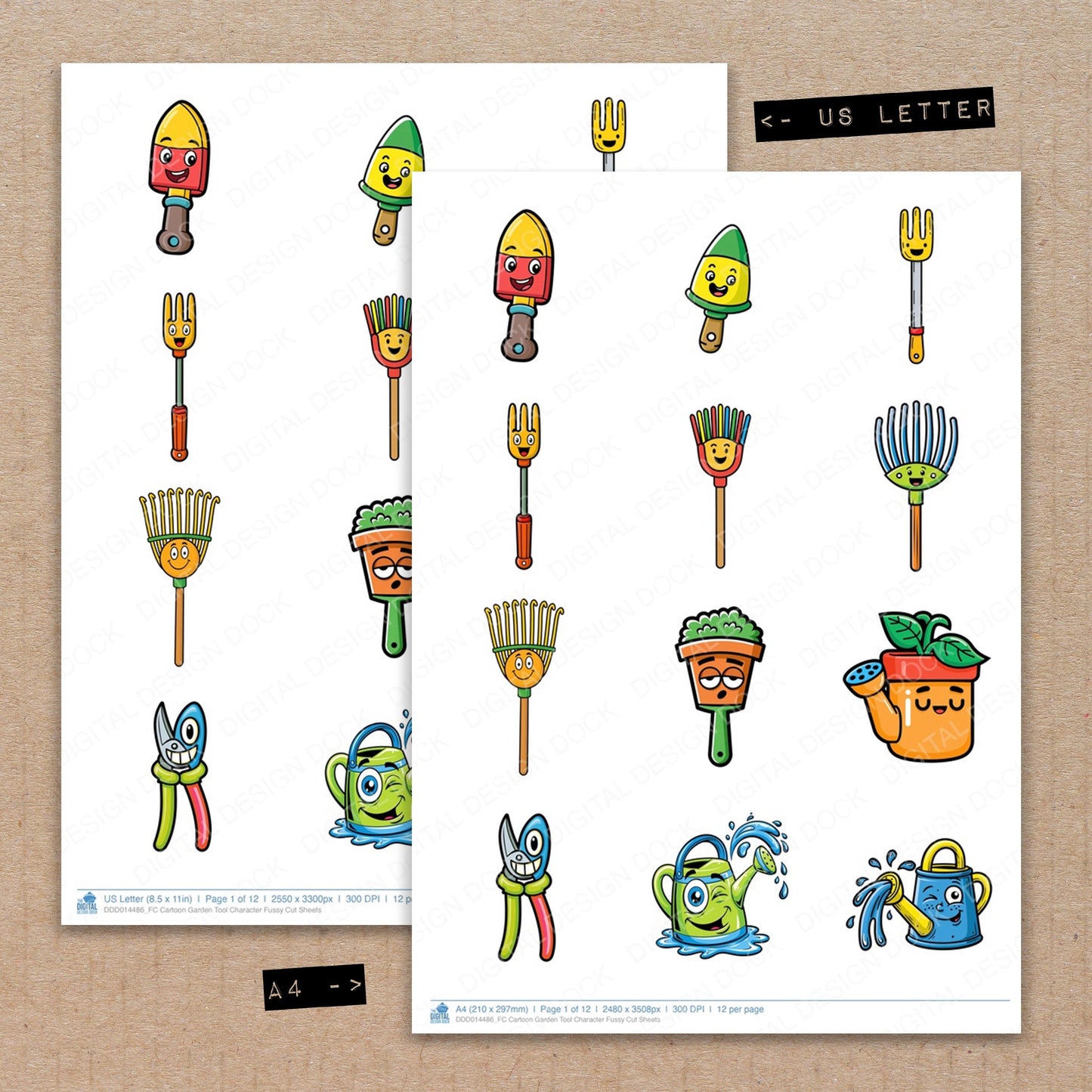 Cartoon Garden Tool Character Fussy Cut Sheets (DDD014486)